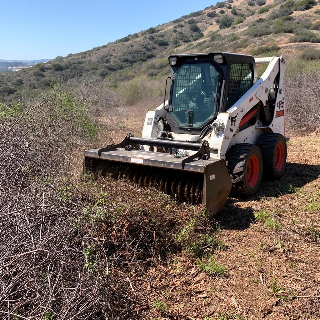 Crew brush clearing a Southern California hillside